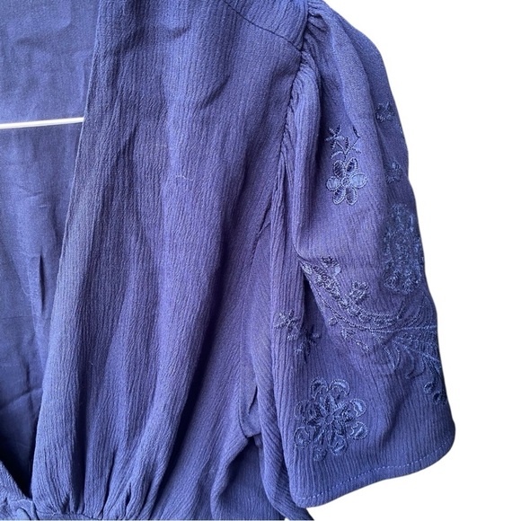 Blue Rain Navy Embroidered Flower Sleeves Dress I Size: M - Picture 3 of 8